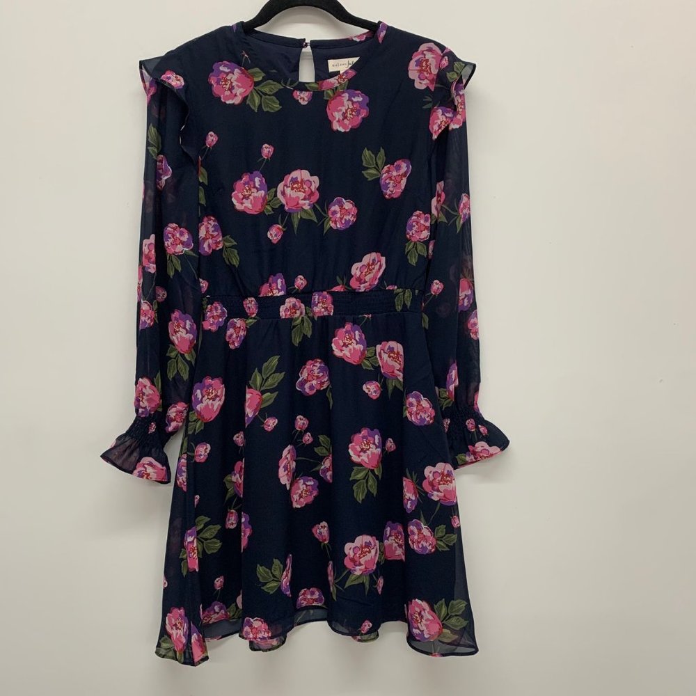 Maison Jules Women's Dress S Floral Print Fit & Flare Dress Navy Blue S - Picture 2 of 12